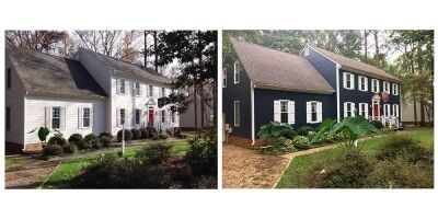 bernier-b-a White to black James Hardie siding before and after Richmond, VA.