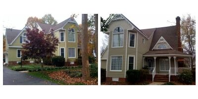 burchell-before-after Front of Burchell home siding before and after Blue Ridge Exteriors.