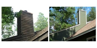 cedar-wood-trim-before-after Cedar wood trim upgrade to Hardie Board Trim in Central Virginia.