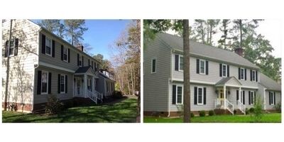 glassman-b-a Traditional home siding replaced with James Hardie Plank.
