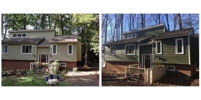 hannel-b-a New house siding before and after in Central Virginia.