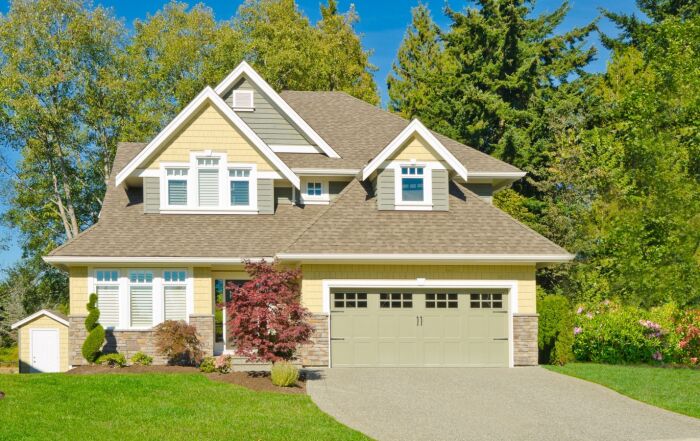 Suburban home with James Hardie siding colors.