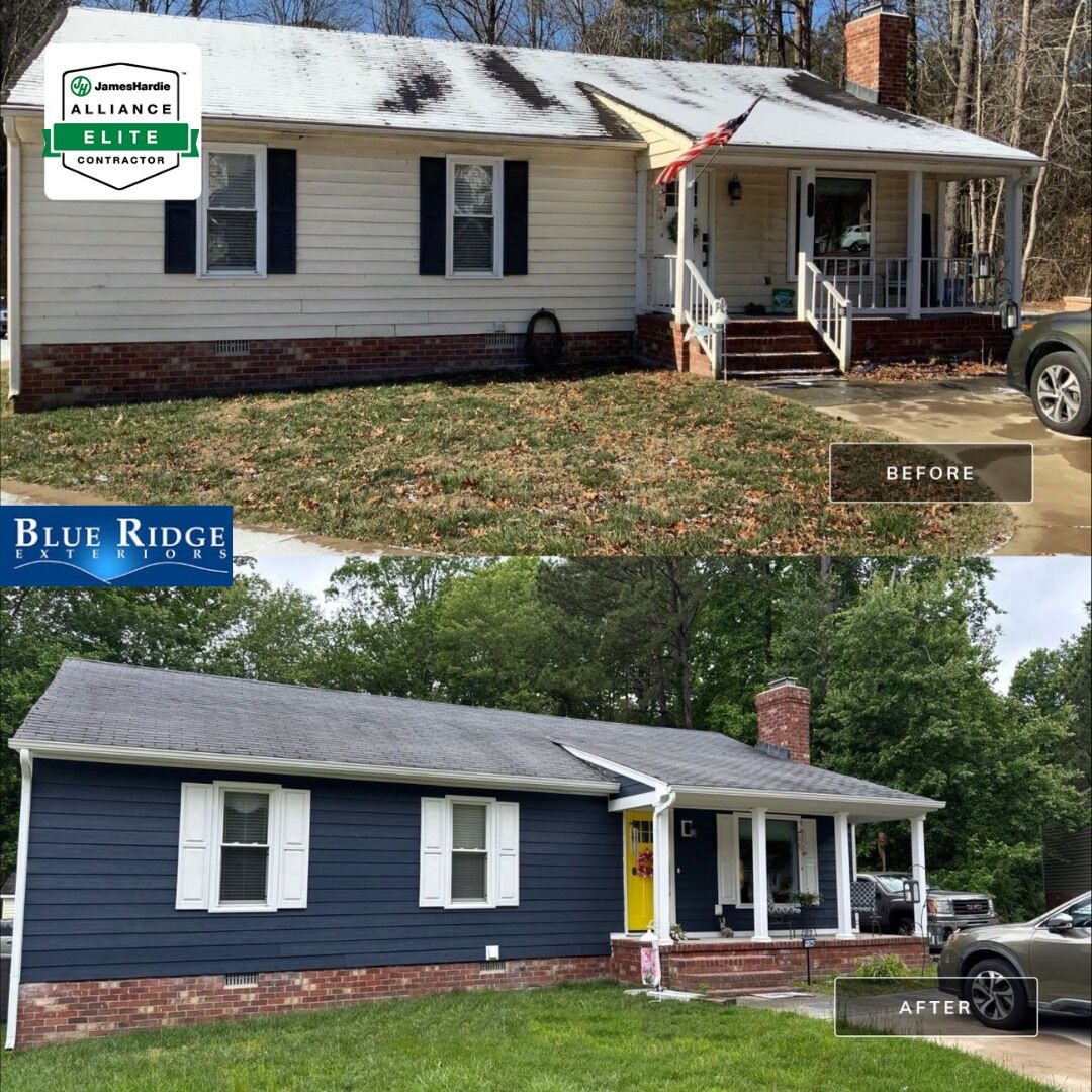 james-hardie-before-after-2025 (10) Damaged vinyl siding upgraded with James Hardie plank siding & trim in Mechanicsville, VA.