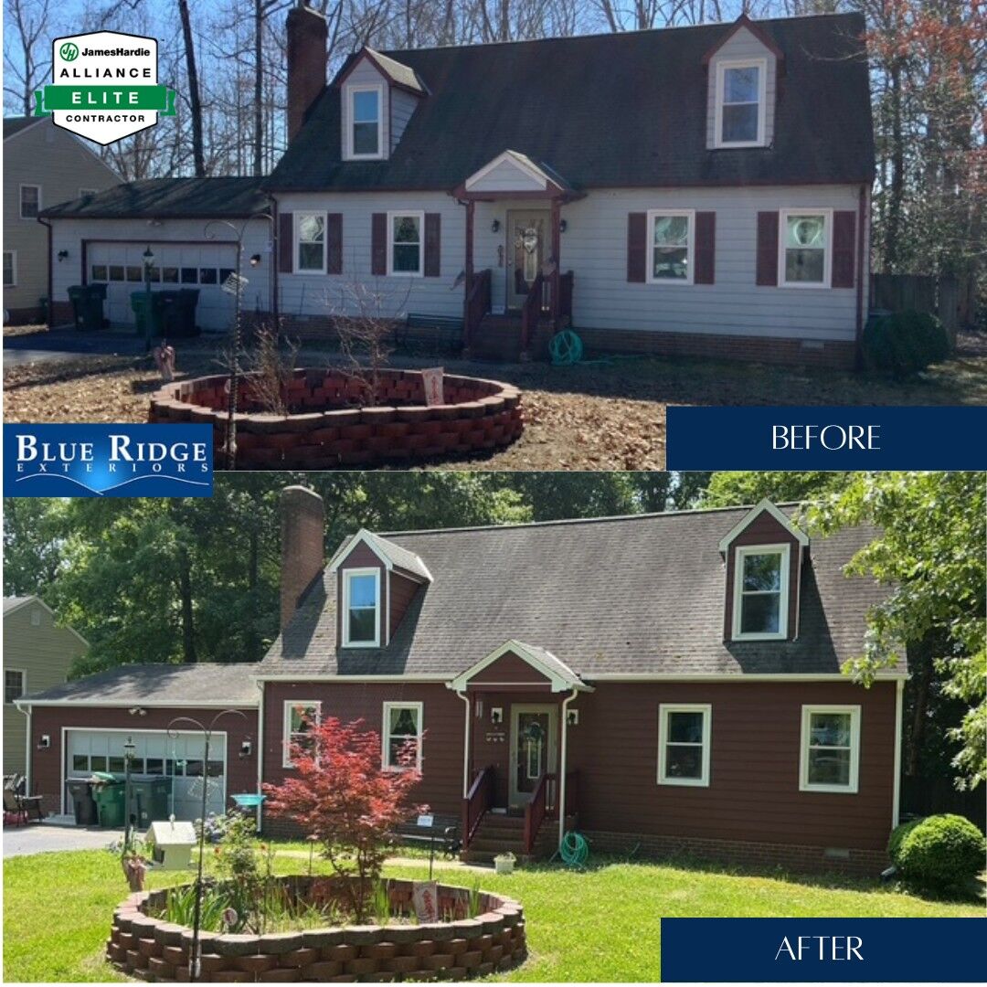 james-hardie-before-after-2025 (13) James Hardie plank siding installed on a home in in Bon Air, VA.
