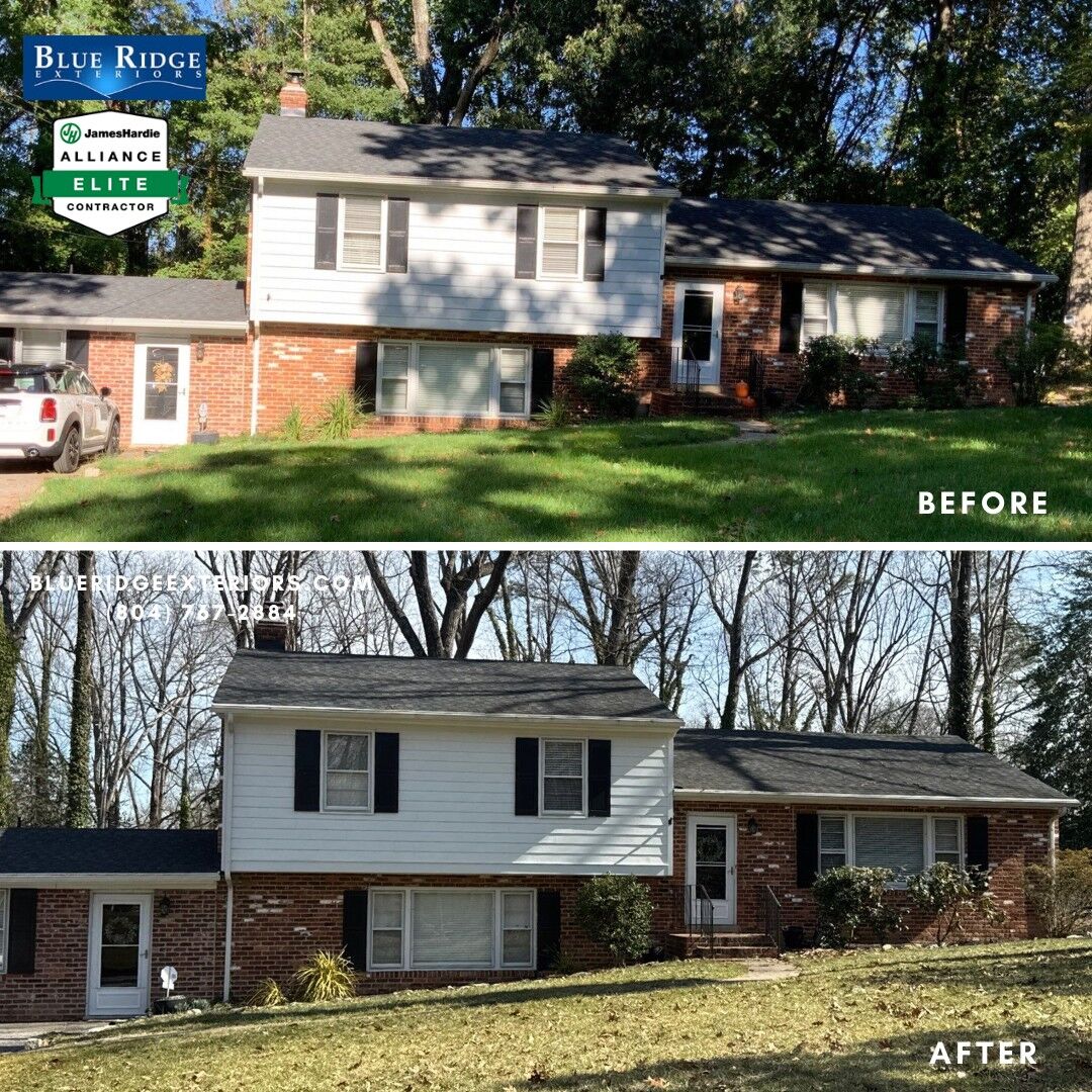 james-hardie-before-after-2025 (8) James Hardie warranty allowed Blue Ridge Exteriors to do siding repair after a storm at no extra cost in Richmond, VA.