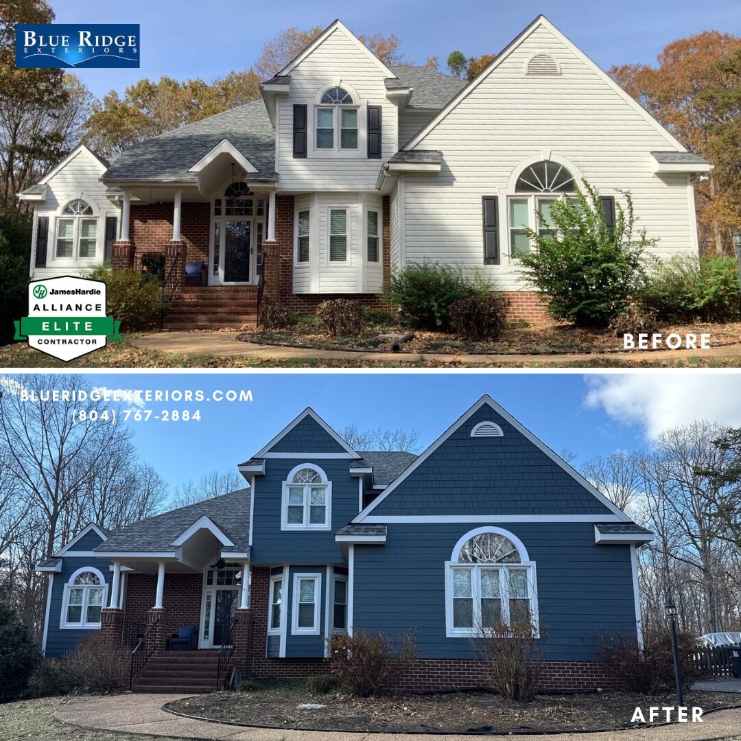 james-hardie-before-after-2025 (9) Midlothian, VA home upgraded with James Hardie plank & shingle siding by Blue Ridge Exteriors.