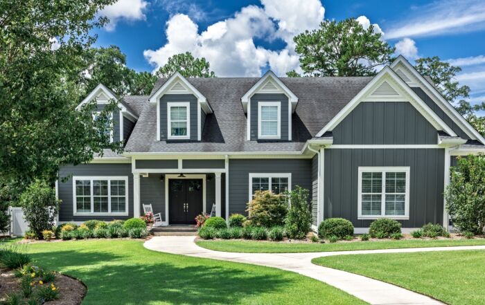 Richmond home with using mixed siding styles.